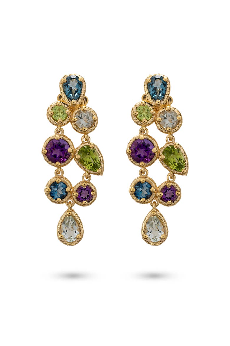 Odyssey Earrings Natural Blue - Green - Purple Gems. Handmade in Italy, Main, color, Gold Plated