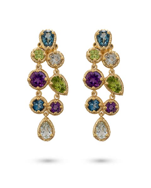 Odyssey Earrings Natural Blue - Green - Purple Gems. Handmade in Italy