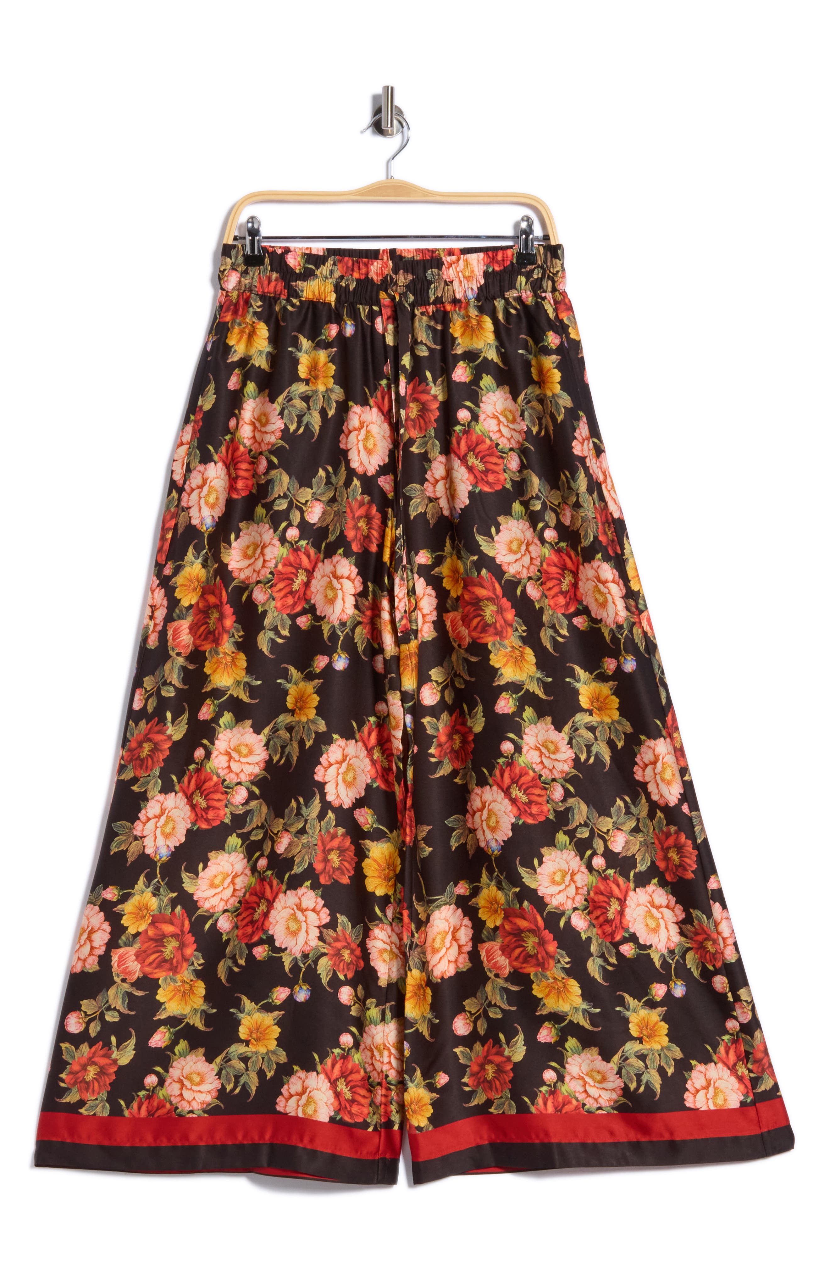 Floral Print Drawstring Wide Leg Pants