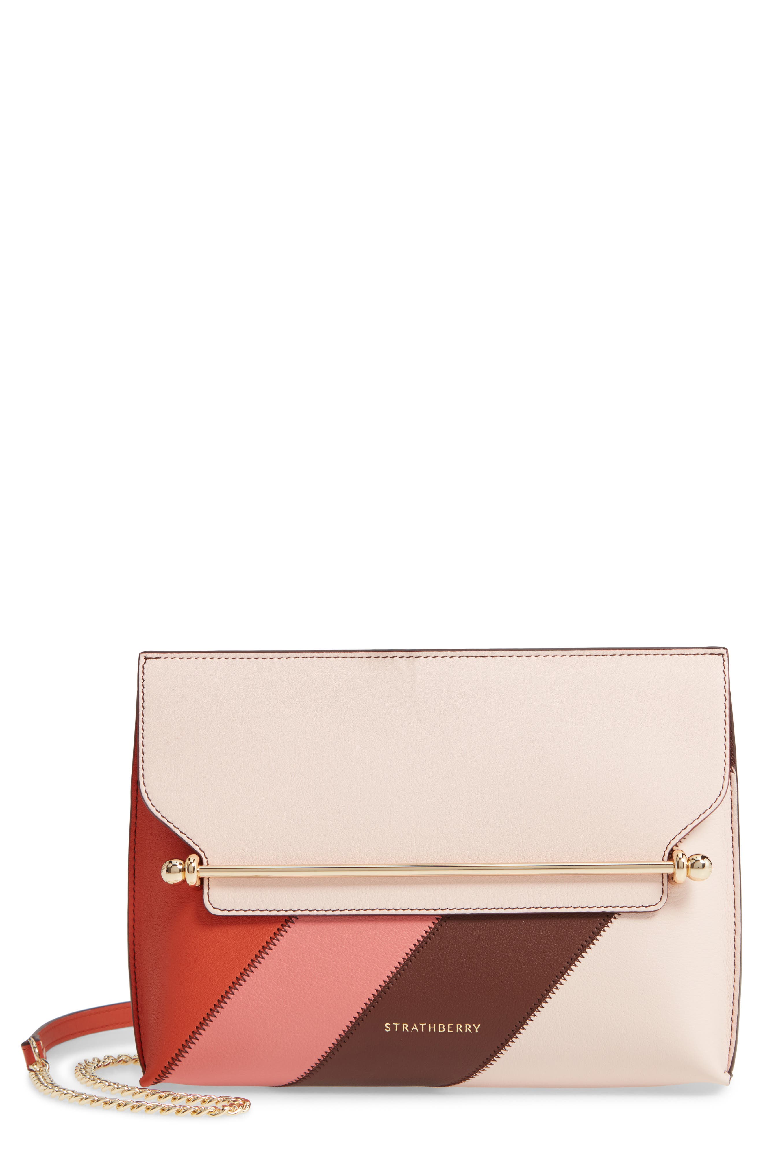 Strathberry Stylist Colorblock Patchwork Stripe Leather Convertible Clutch, Main, color, 