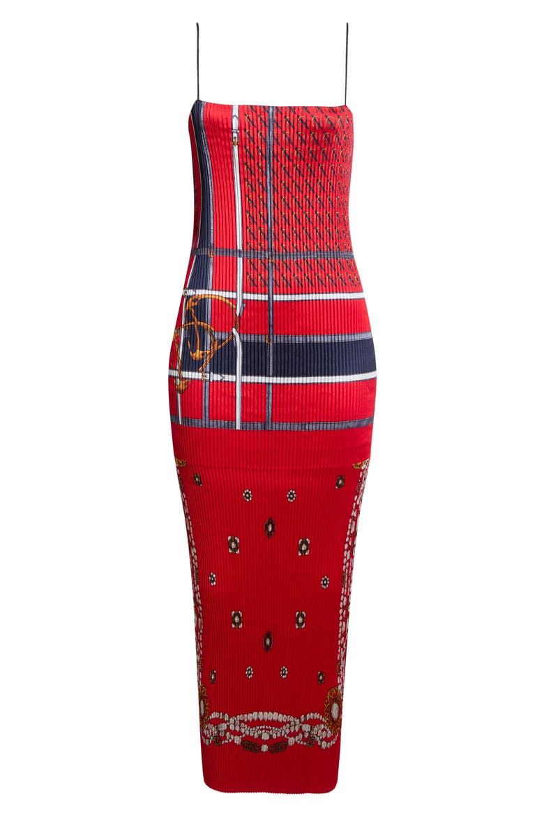 Pleated Scarf Maxi Dress, Alternate, color, RED MULTI PRINT