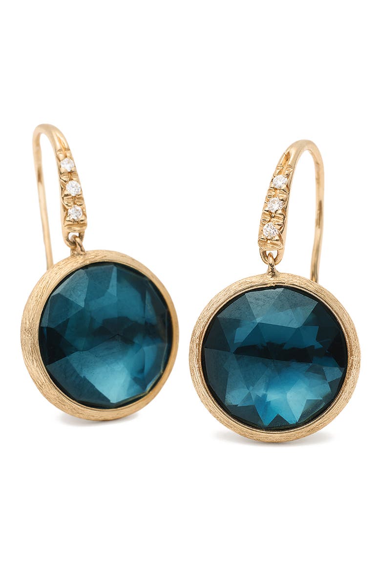Jaipur London Blue Topaz & Diamond Drop Earrings, Main, color, GOLD/ TOPAZ/ DIAMOND