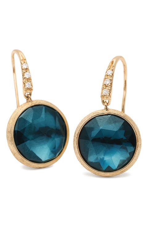 Jaipur London Blue Topaz & Diamond Drop Earrings