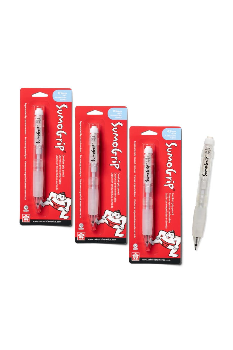 SumoGrip Ergonomic Mechanical Pencil, 0.9 mm, Clear, 3 Pack., Main, color, Multicolor