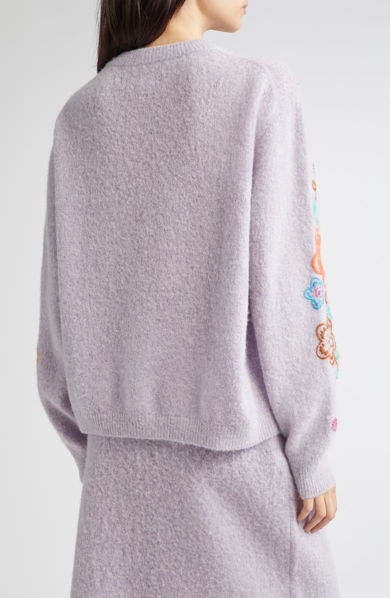 YanYan Fafa Floral Embroidered Alpaca & Wool Blend Sweater, Alternate, color, Lilac