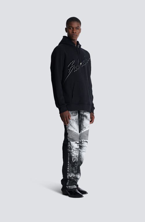 Balmain Men's Flocked Script Hoodie