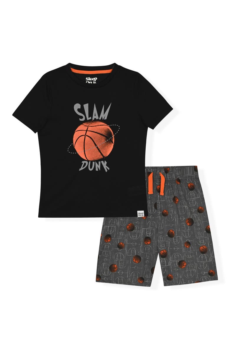 Kids' Graphic T-Shirt & Pajama Shorts Set, Main, color, BLACK
