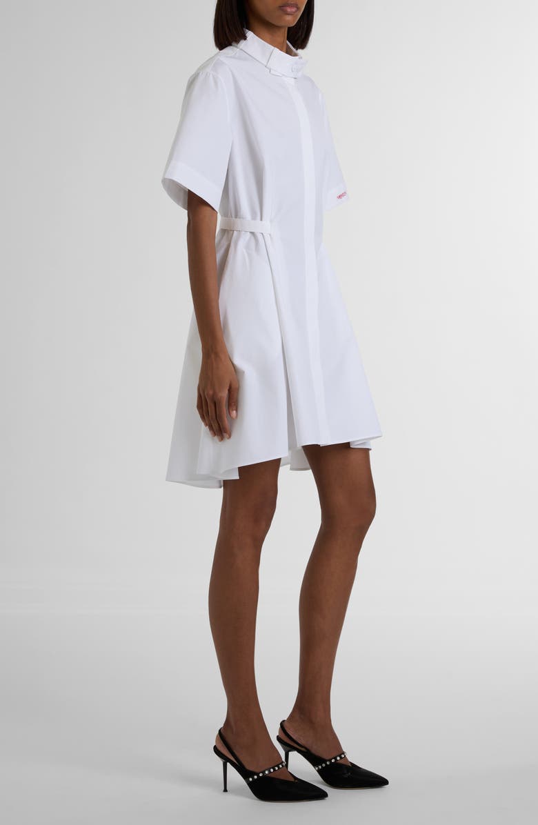 McQueen Belted Cotton Poplin Shirtdress, Alternate, color, Optical White