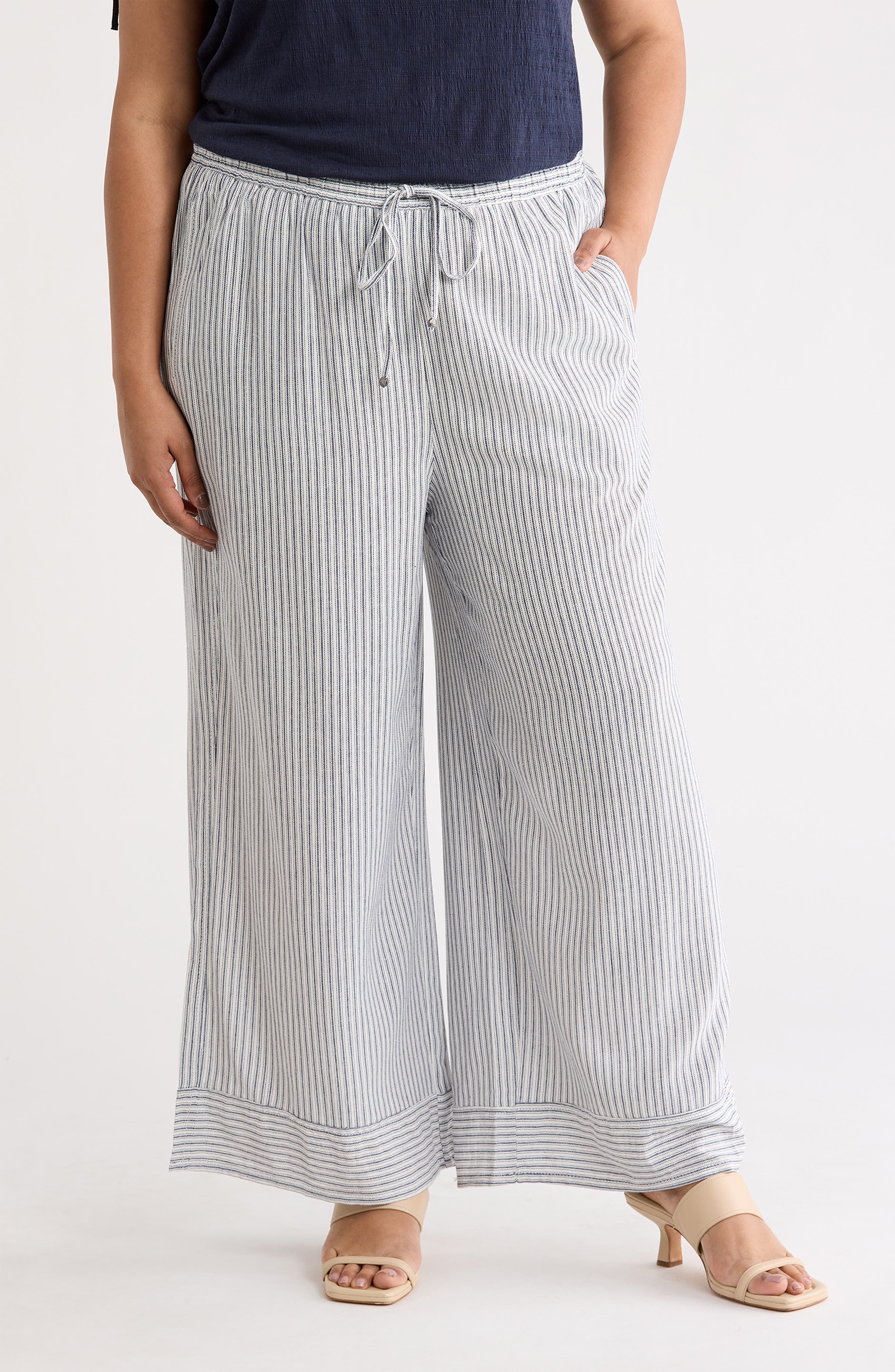 MAX STUDIO Stripe Pull-On Wide Leg Pants