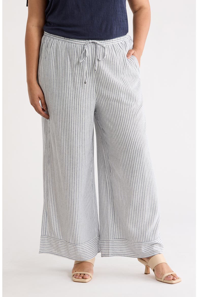 Stripe Pull-On Wide Leg Pants, Main, color, NAVY/ CREAM STATIC STRIPE