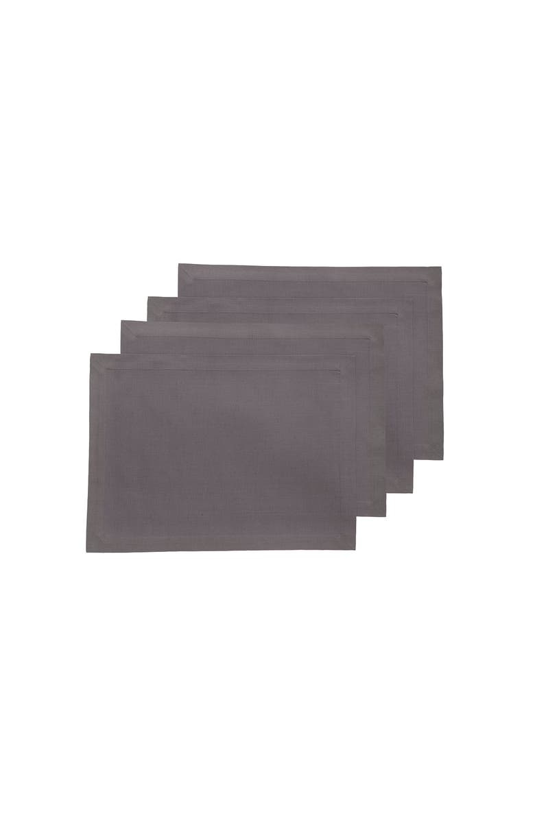 Solino Home Cotton Linen Placemats - Dru, 14" x 19" Inch, Main, color, Grey