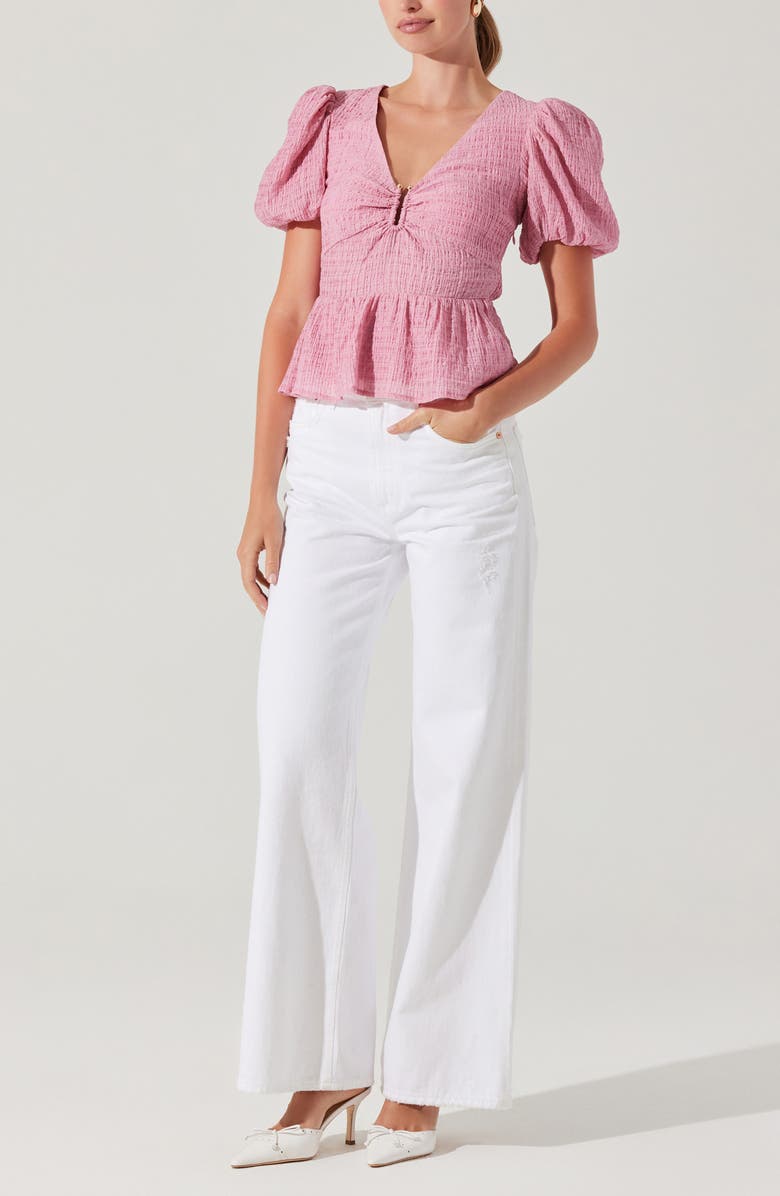 ASTR the Label Mylah Puckered Top, Alternate, color, Pink