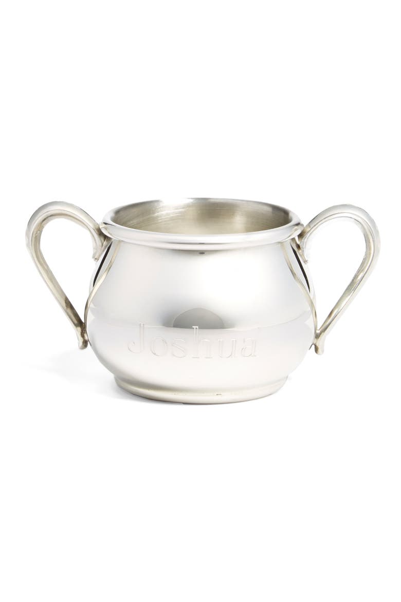 Personalized Double Handle Baby Cup, Alternate, color, PEWTER