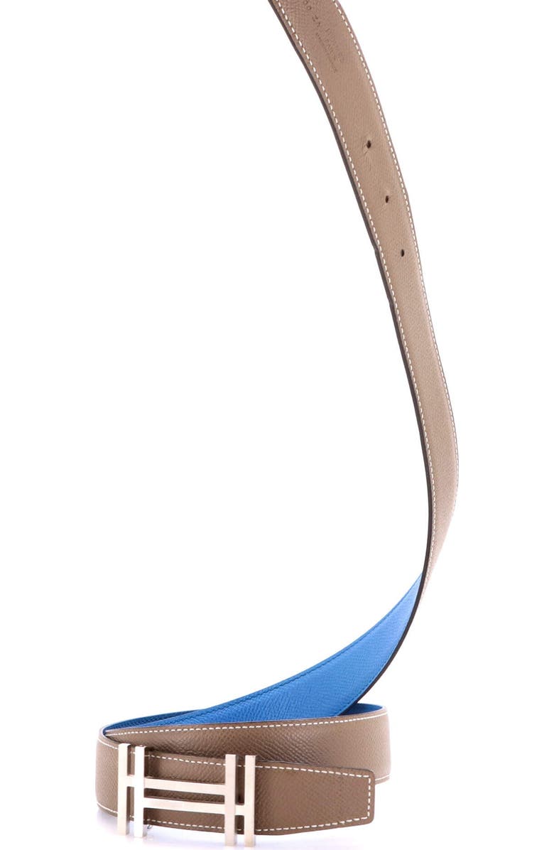 Pre-Owned Hermes H Au Carre Reversible Belt Leather Medium, Alternate, color, Gray