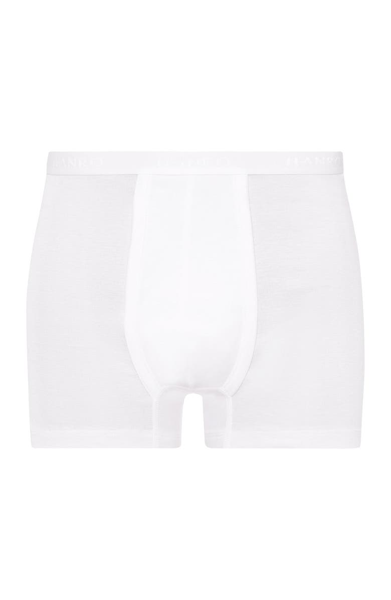 Hanro Cotton Pure Cotton Boxer Brief With Fly, Main, color, White