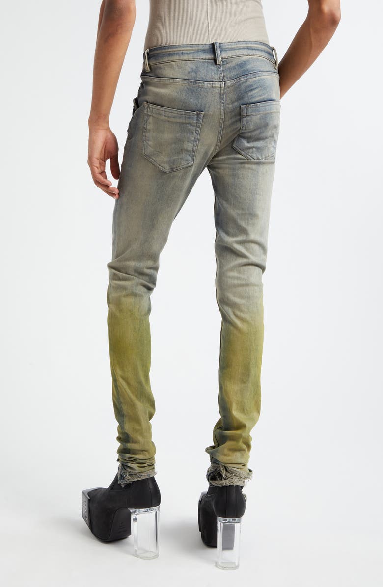 Rick Owens Dégradé Destroyed Hem Skinny Jeans, Alternate, color, 