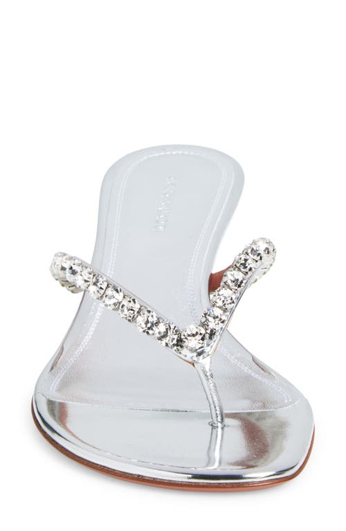 Amina Muaddi Gigi Metallic Crystal Strap Kitten Heel Sandal In Multi