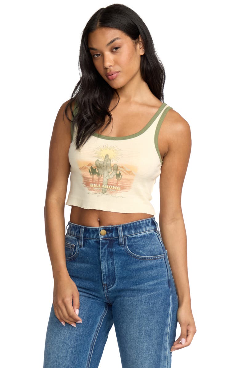 Billabong Sunset Break Tipped Cotton Graphic Tank, Alternate, color, Butter