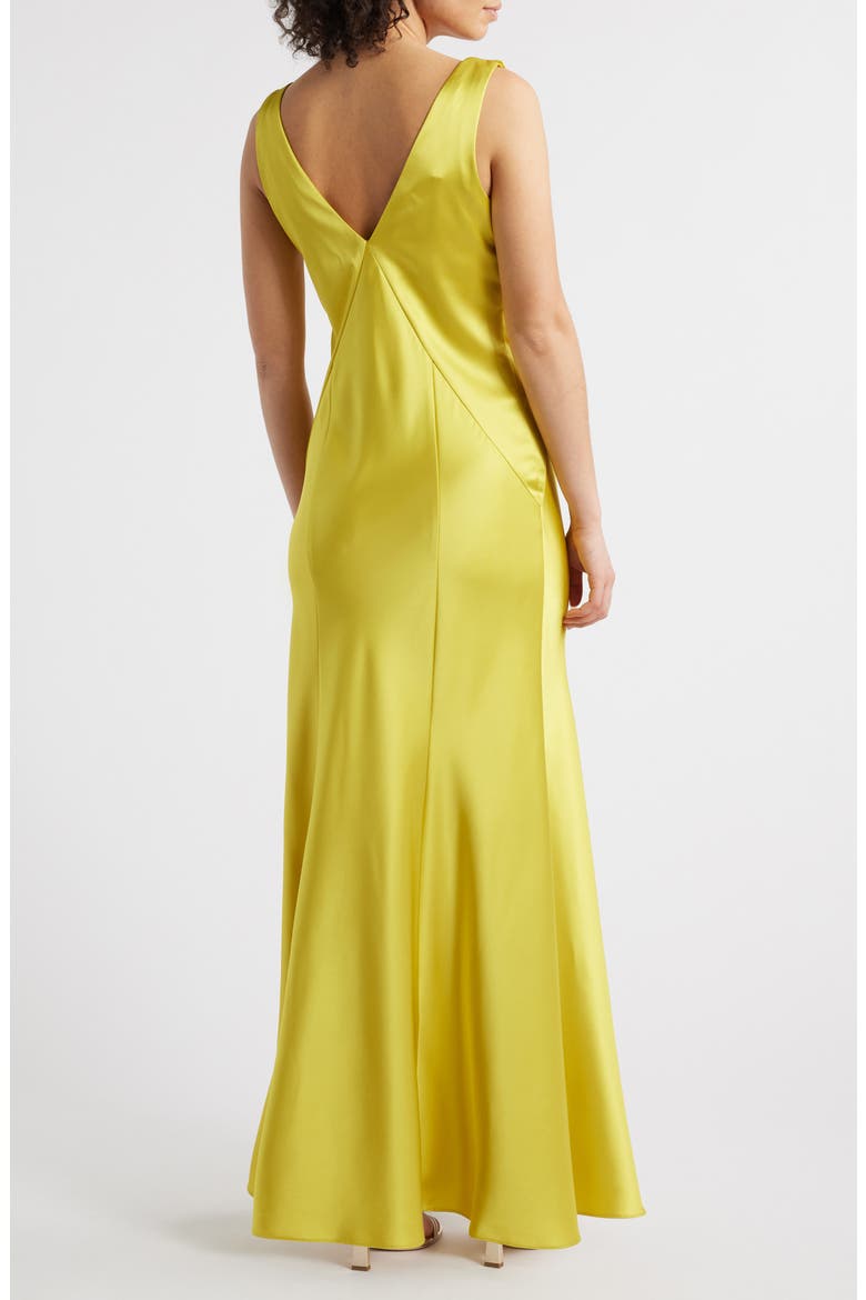 Draped Neck Satin Gown, Alternate, color, CITRON