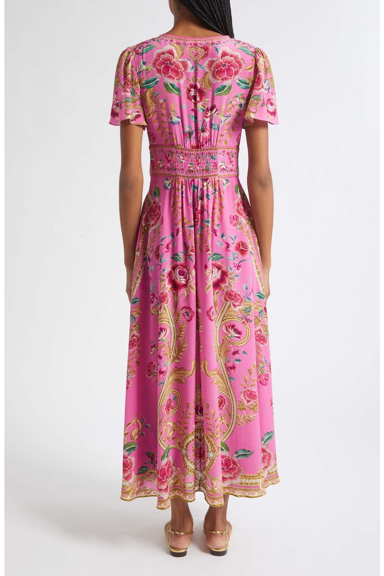 Floral V-Neck Silk Midi Dress, Alternate, color, MATADORA FLORA