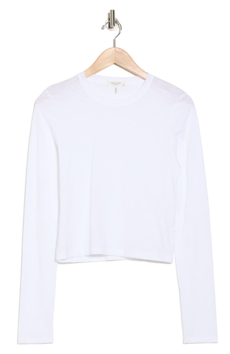 rag & bone Long Sleeve Crop Slubbed T-Shirt, Alternate, color, White