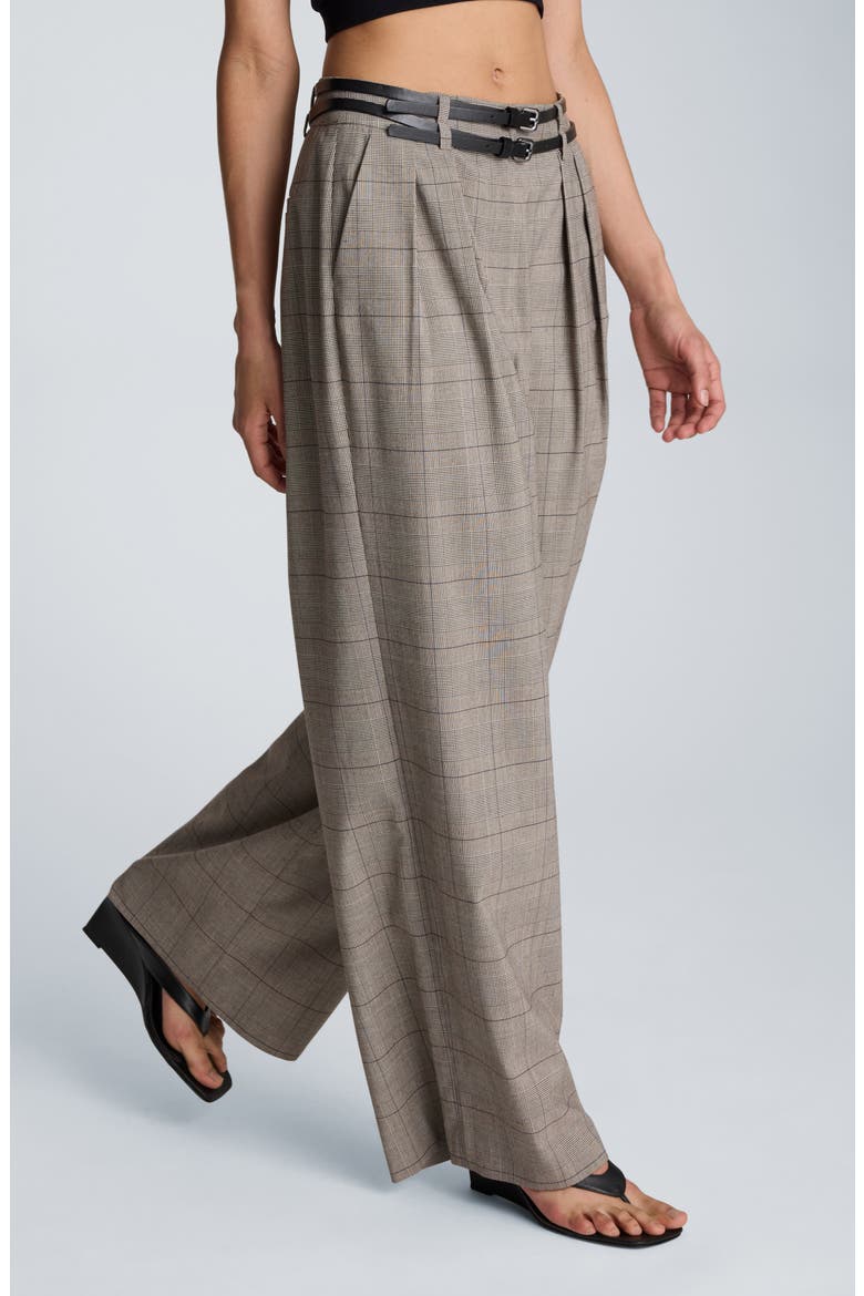 High Waist Double Belt Wide Leg Pleated Trousers, Alternate, color, SAFARI TAN MLT