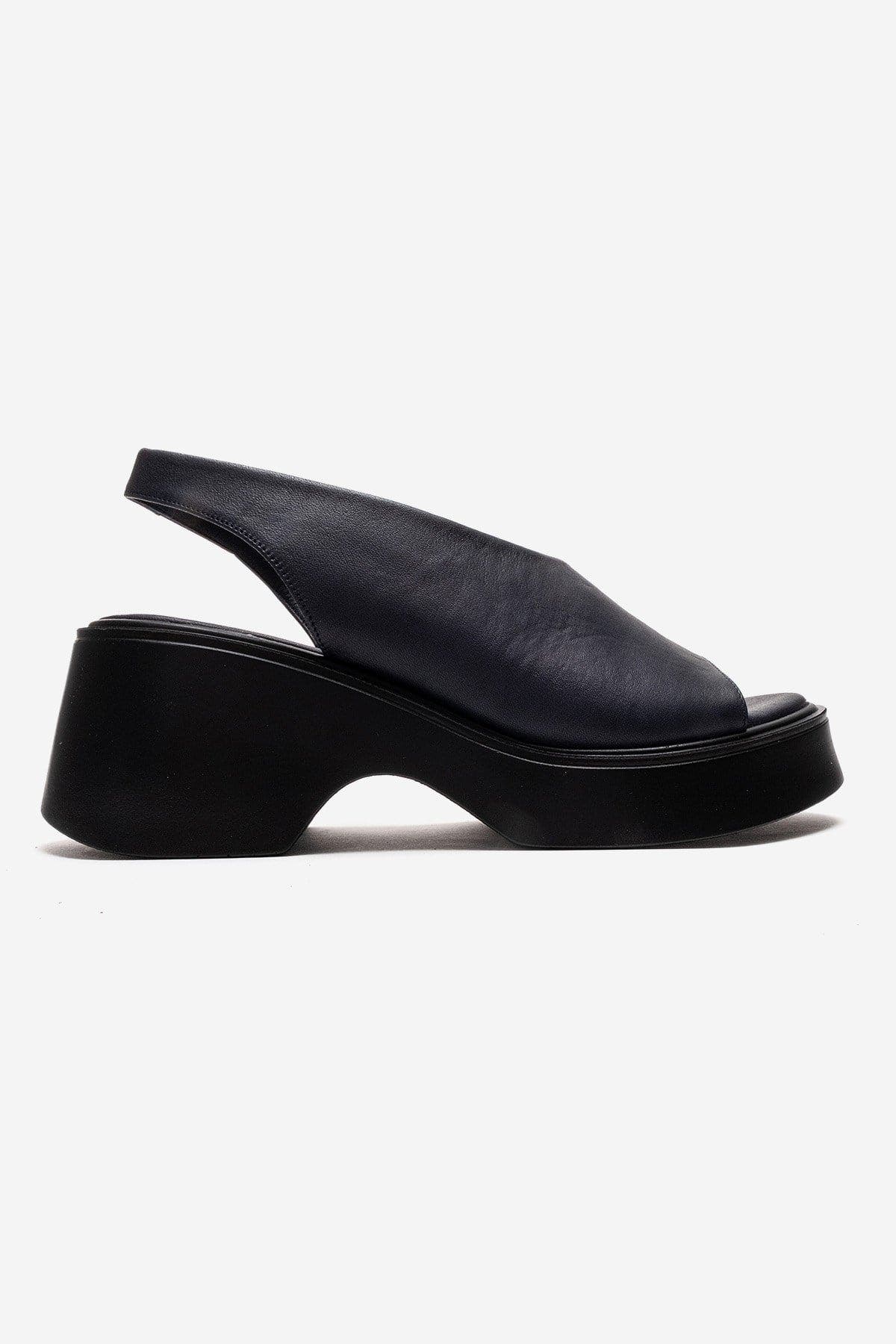 ROY Leather Wedge Sandal, Alternate, color, Navy