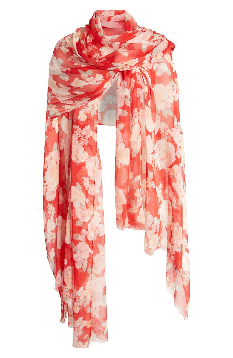 Rachel Parcell Floral Modal & Silk Scarf, Alternate, color, 