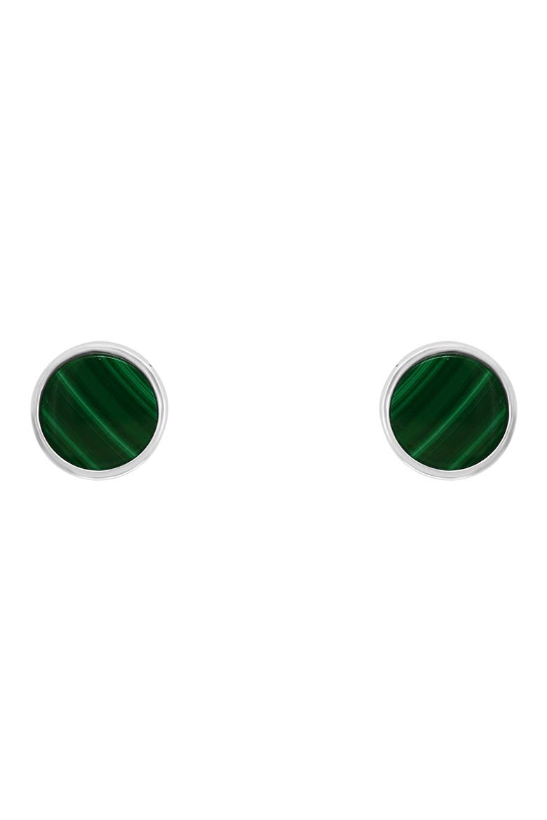 Sterling Silver Malachite Stud Earrings, Main, color, GREEN