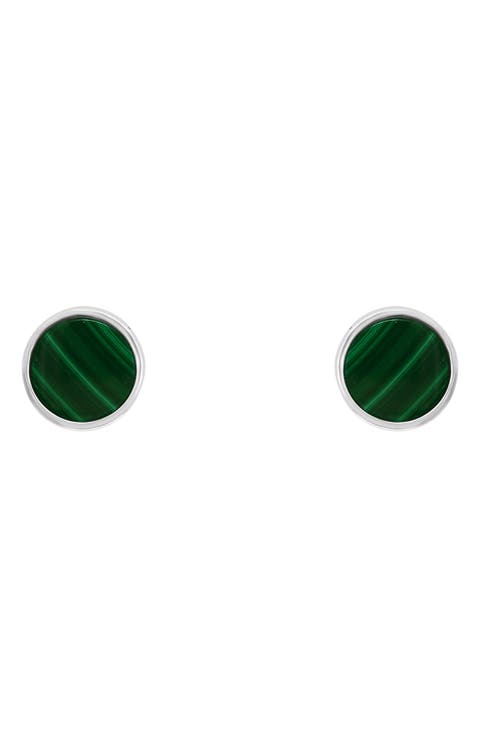 Sterling Silver Malachite Stud Earrings