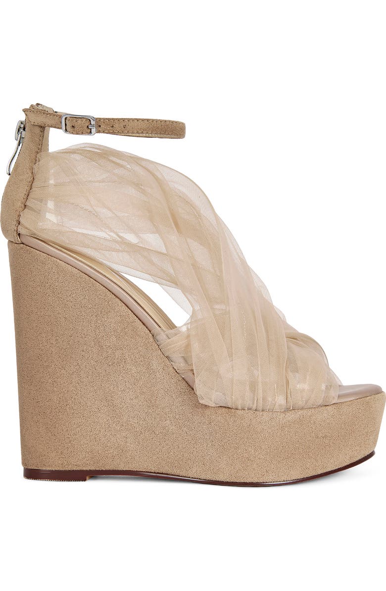 AZALEA WANG Ballerine Platform Wedge Ankle Strap Sandal, Alternate, color, Beige