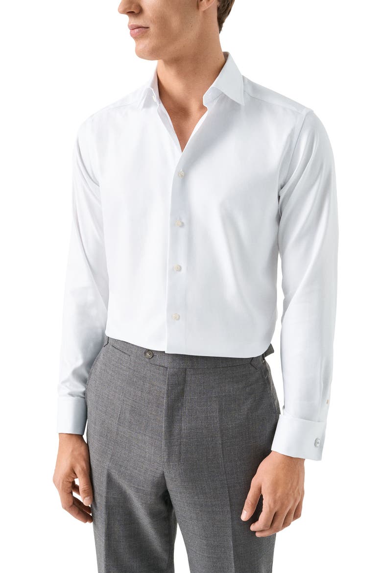 Contemporary Fit Diamond Weave Dress Shirt, Main, color, WHITE