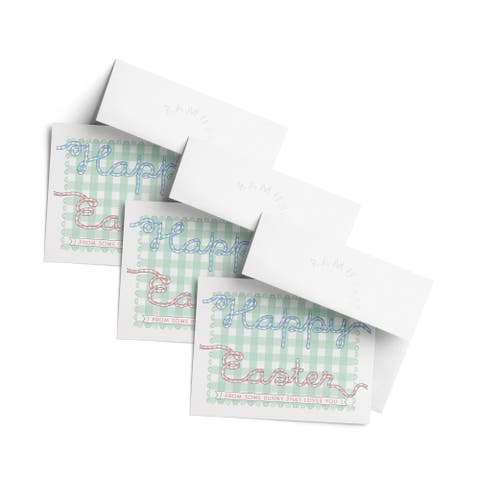 Easter Greeting Card Pack, 'Gingham Ribbons Easter'