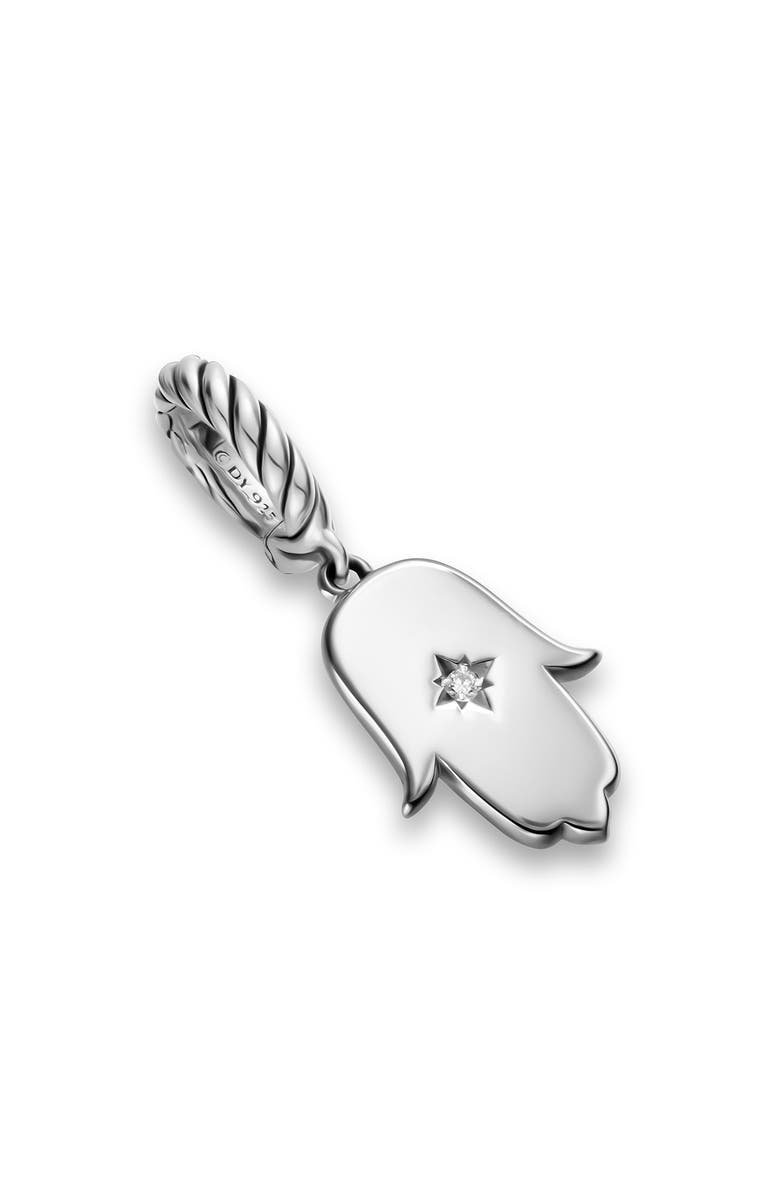David Yurman Hamsa Amulet in Sterling Silver with Center Diamond, 15.8mm, Main, color, Silver Pave