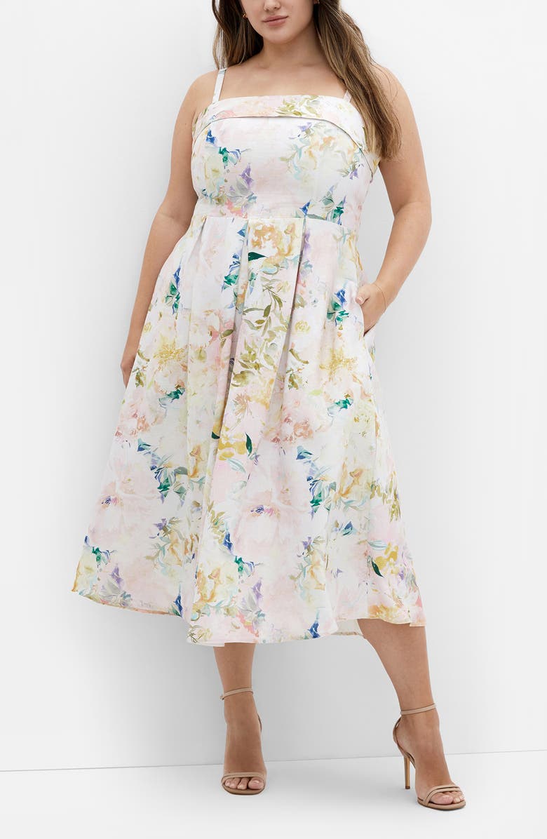 City Chic Garden of Love Fit & Flare Dress, Alternate, color, 