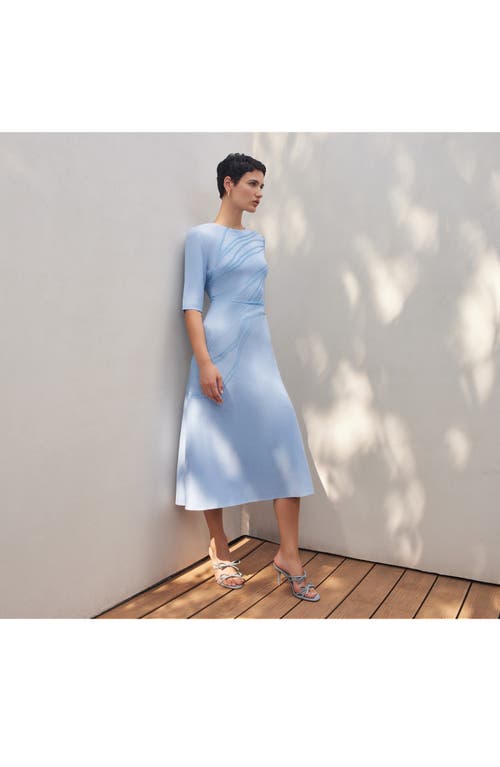 Misook Tonal Abstract Fit And Flare Dress In Arctic
