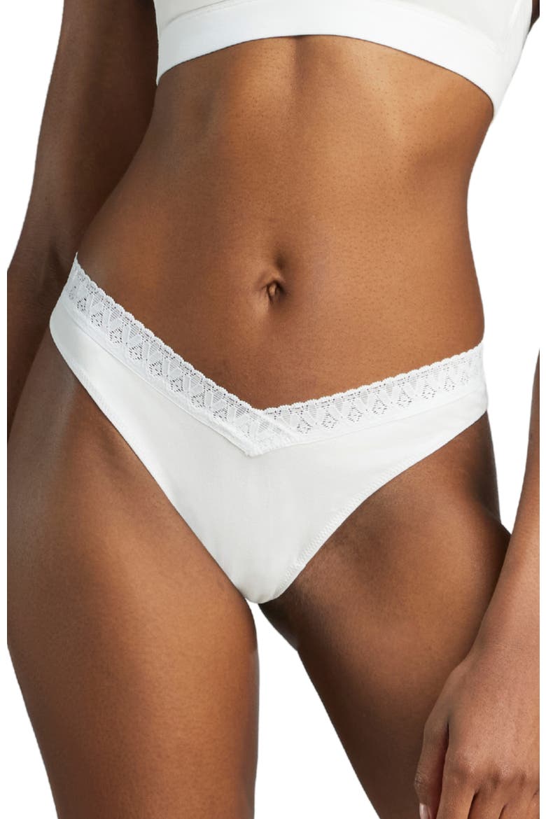 Organic Cotton Lace Thong, Main, color, White