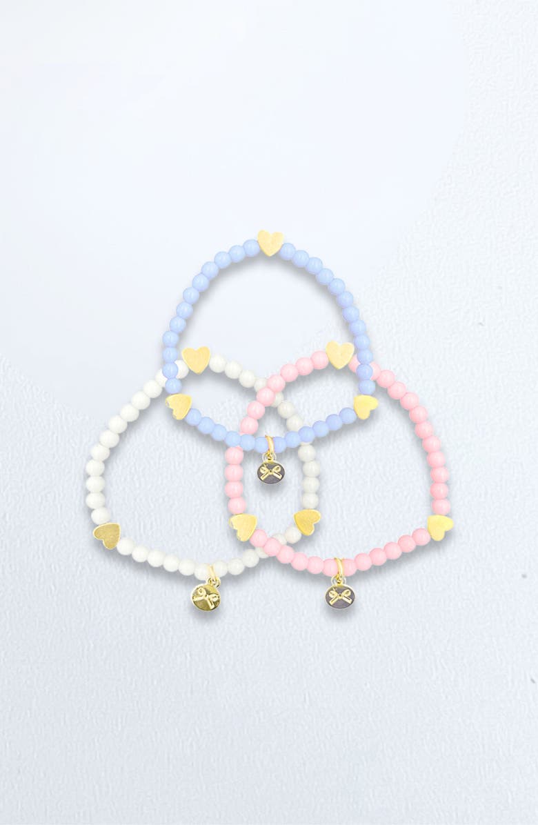 Bits & Bows Hearts Girls' Bracelet Set, Main, color, Pink/White/Blue