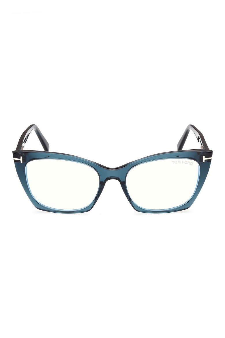 54mm Cat Eye Blue Light Blocking Glasses, Main, color, SHINY TURQUOISE BLUE BLOCK LE