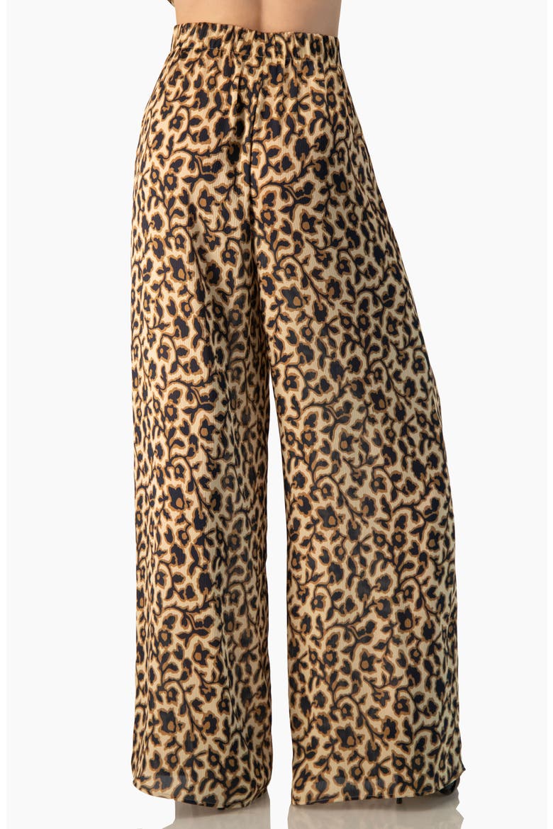 Animal-Print Wide-Leg Drawstring Pants, Alternate, color, Light Brown