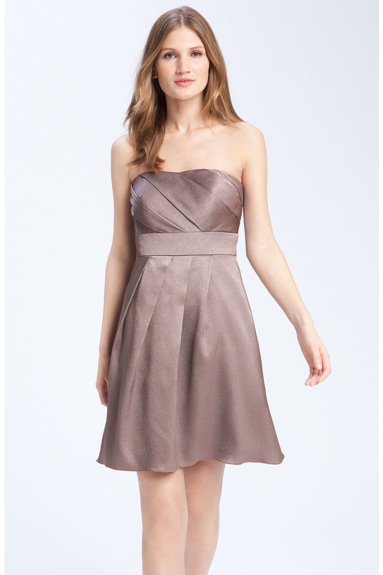 Hammered Satin Strapless Dress, Main, color, BARLEY