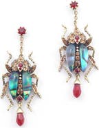 Bill Skinner Studio Bejewelled Beetle Statement Drop Earrings