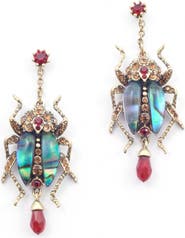 Bill Skinner Studio Bejewelled Beetle Statement Drop Earrings