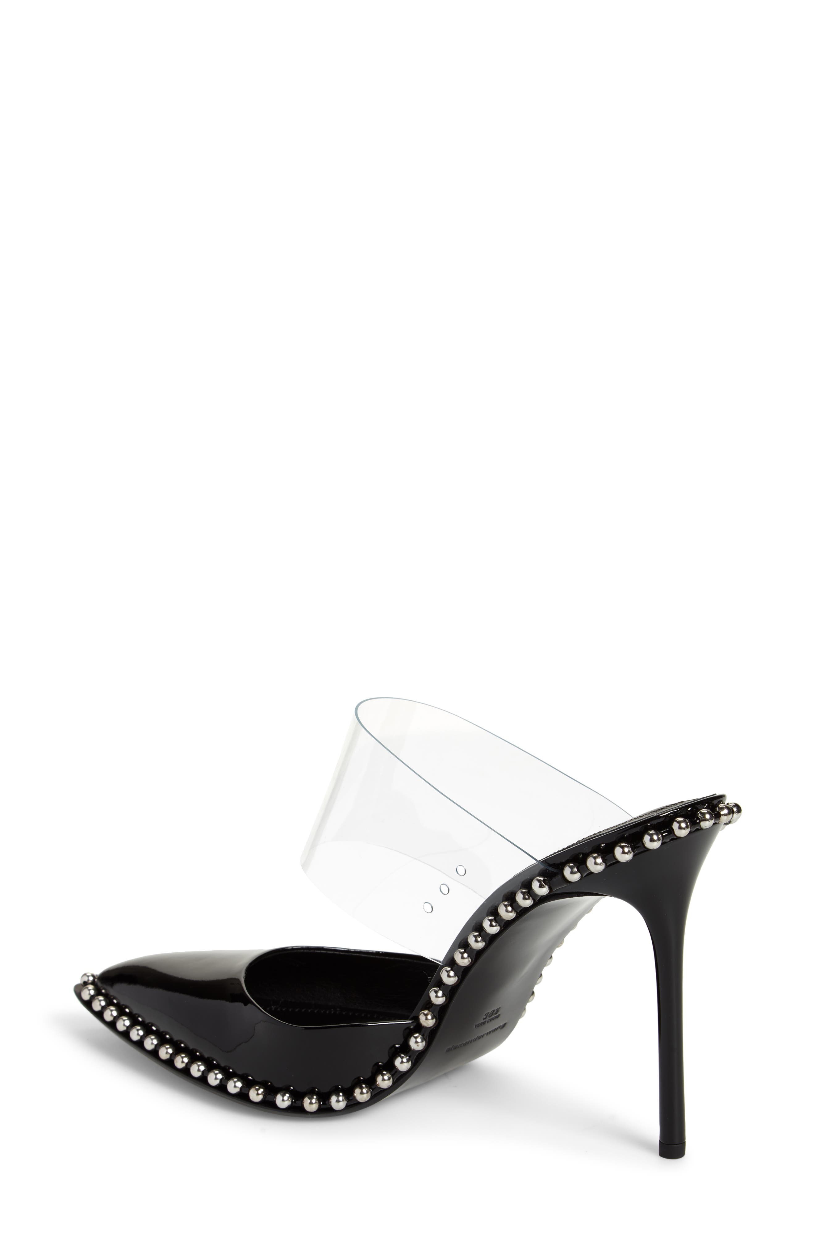 Alexander Wang Rina Studded Clear Strap Pointed Toe Mule, Alternate, color, 