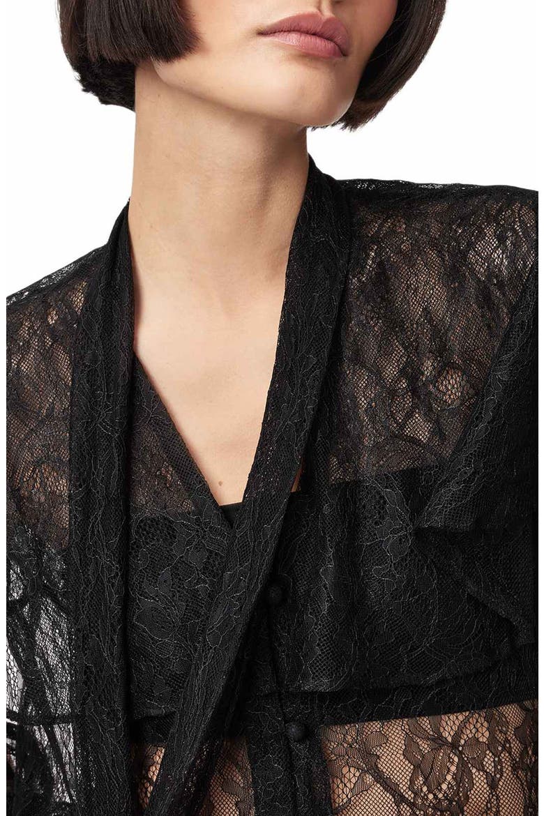 Athena Lace Button-Up Shirt, Alternate, color, BLACK