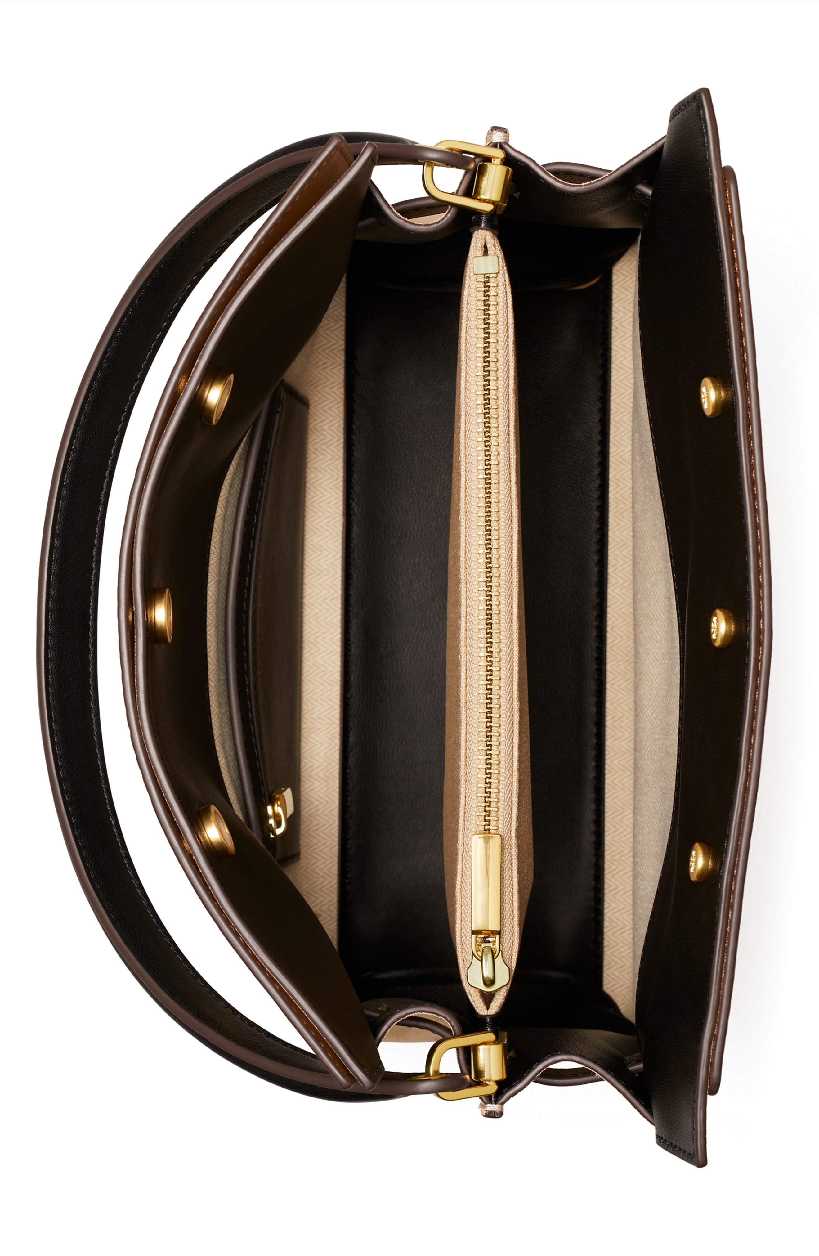 Tory Burch Small Lee Radziwill Snake Embossed Leather Double Bag, Alternate, color, 