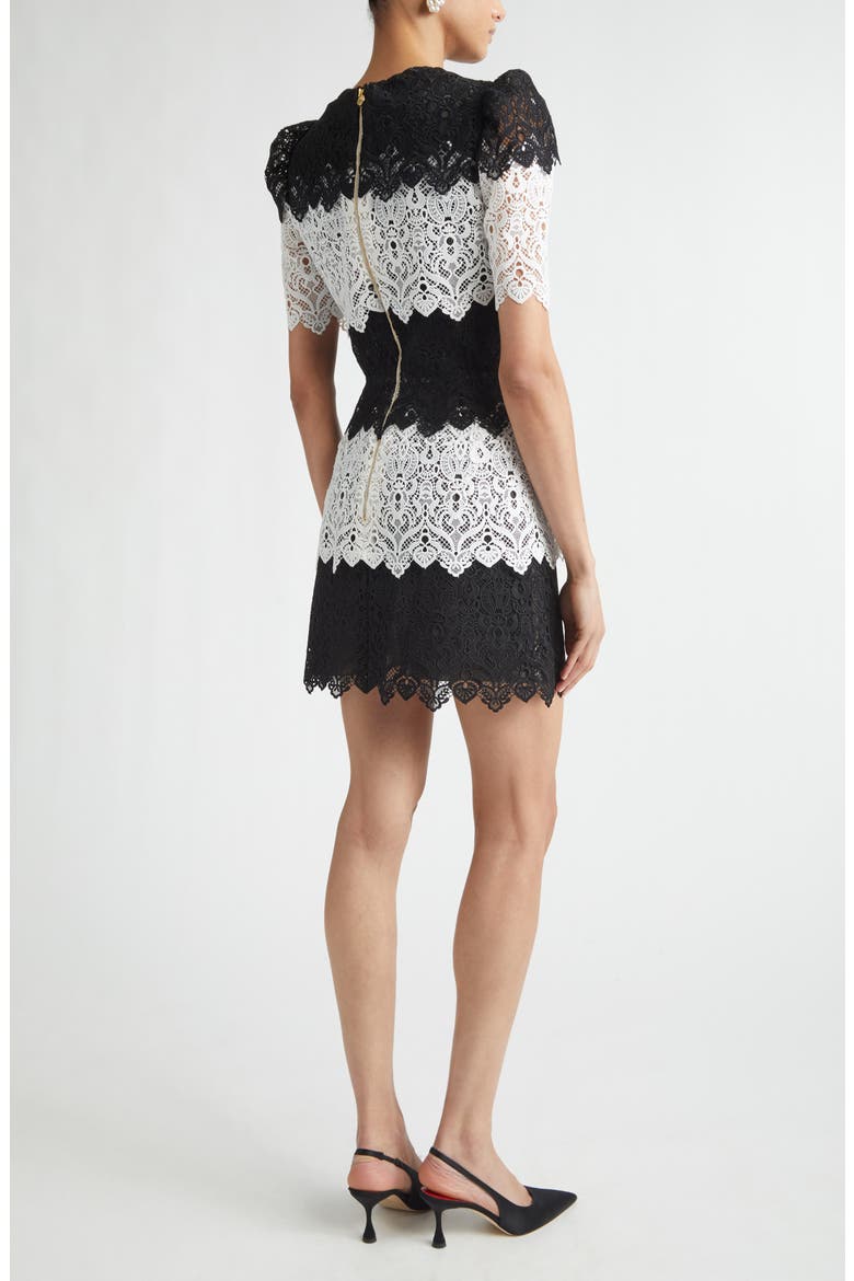 Colorblock Lace Minidress, Alternate, color, BLACK/ WHITE