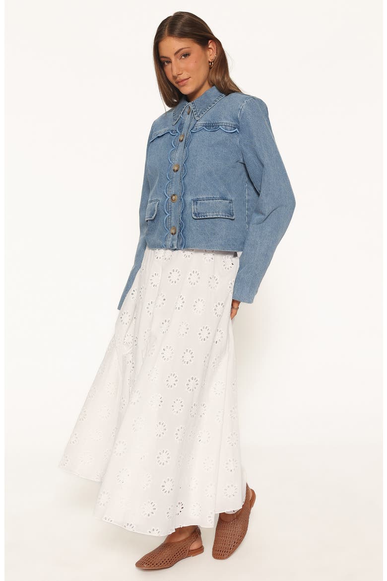 Heidi Scalloped Trim Denim Jacket, Alternate, color, MEDIUM WASH
