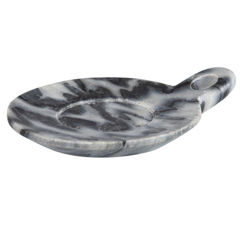 Hand-carved Marble Dish With Handle, Grey