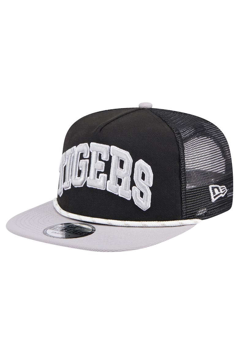 Men's New Era Black Detroit Tigers Throwback Meshback Golfer Hat, Main, color, Black
